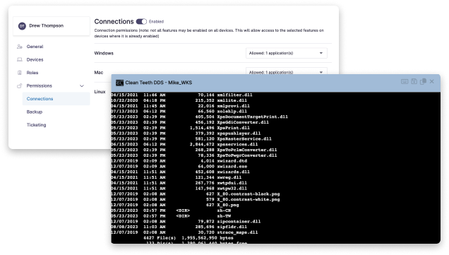 end-users-remotely-manage-endpoints screenshots of NinjaOne dashboard showing how end-users can remotely manage endpoints