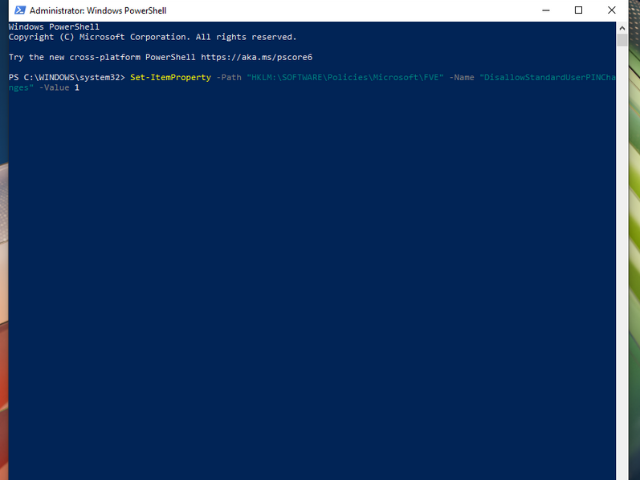 Windows Powershell interface for configuring settings